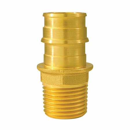 CONBRACO Apollo Valves ExpansionPEX Series Pipe Adapter, 3/4 x 1/2 in, Barb x MPT, Brass, 200 psi Pressure EPXMA3412